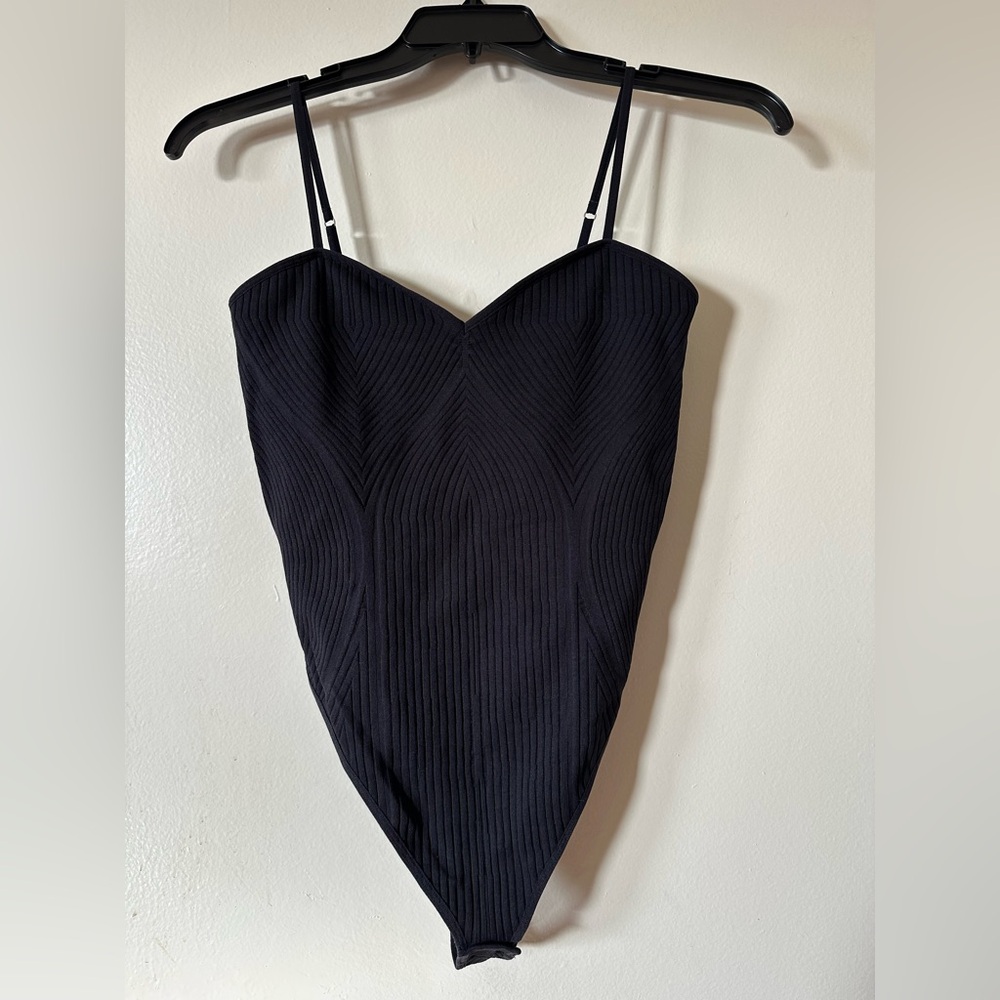 Black Ribbed Bodysuit